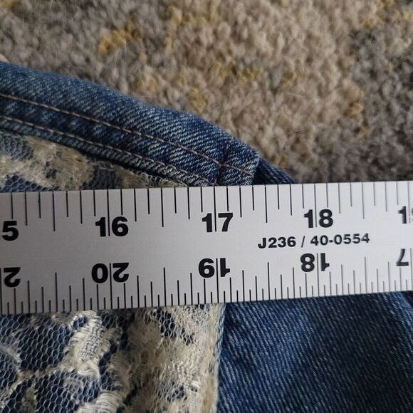 VTG Stefano International Jacket Small Blue Denim Lace Crop 90s Cottagecore - Picture 9 of 12